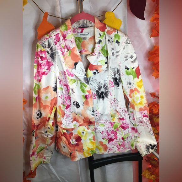 Coldwater Creek | Women’s Colorful Floral Print Pea Coat Jacket - Picture 16 of 16